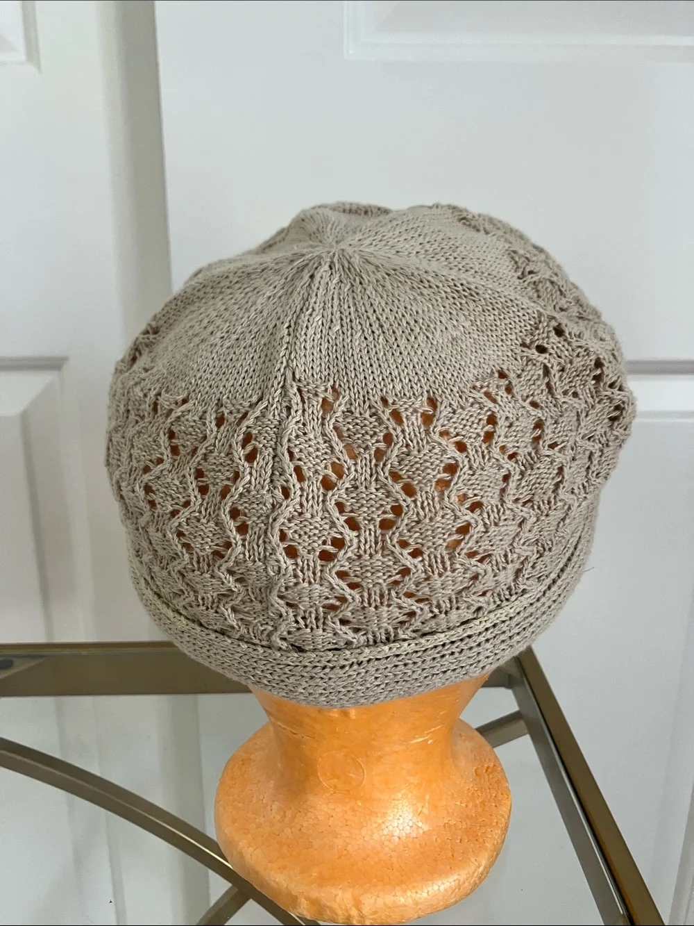 Knit Visor Cap in Taupe Beige - Women's Fashion Hat